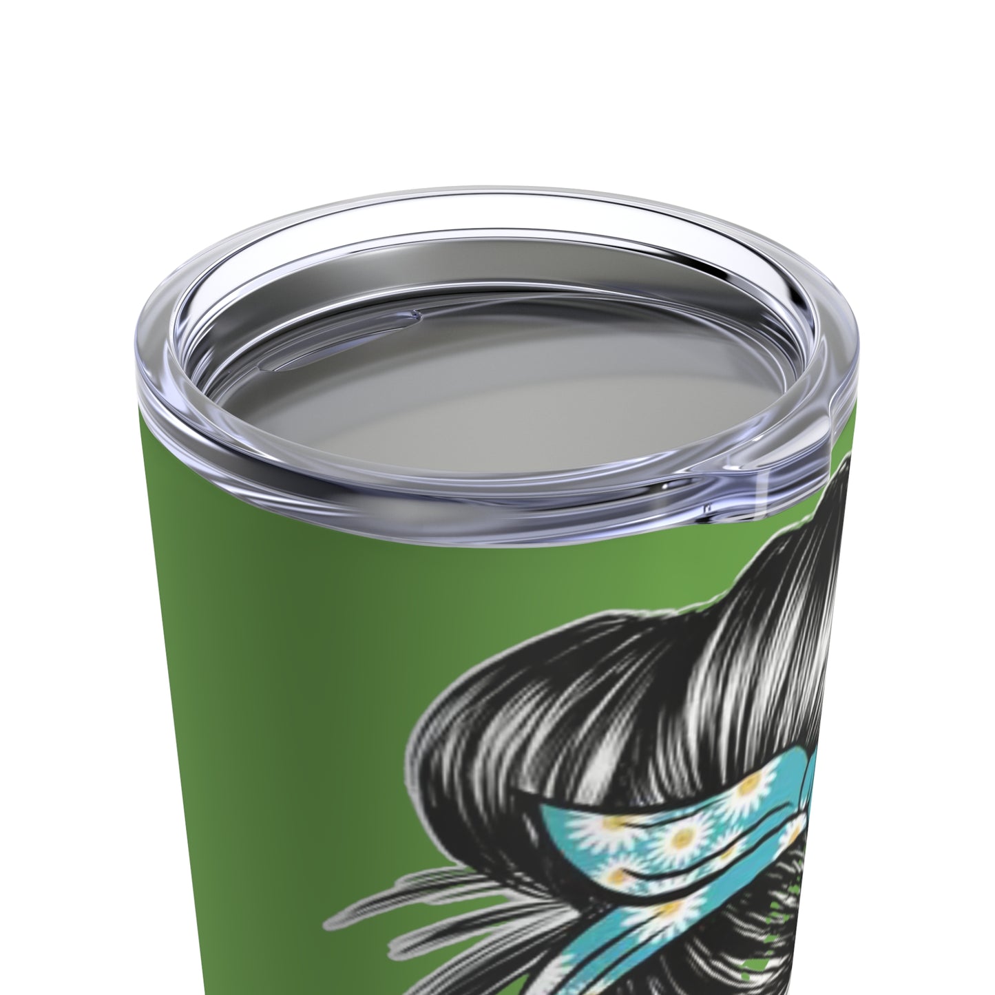 "#MOMLIFE” - Mom with Bun and Sunglasses - Green Tumbler 20oz